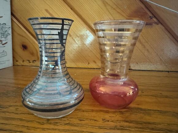 Bartlett Collins Other - Vintage Mini Bud Vase Lot of 2 Bartlett Collins Cranberry Glass MCM